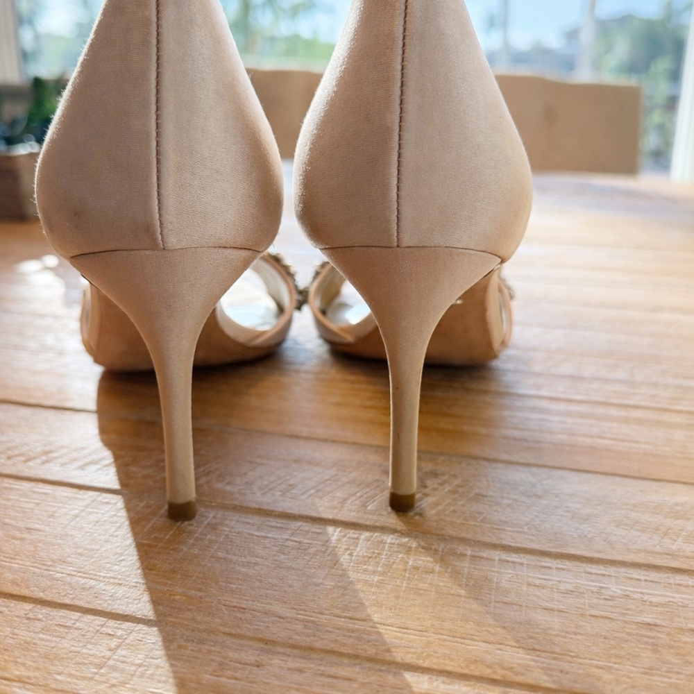 Badgley Mischka Ivory Crystal Embellished D'Orsay Heels 6.5 - Picture 3 of 6